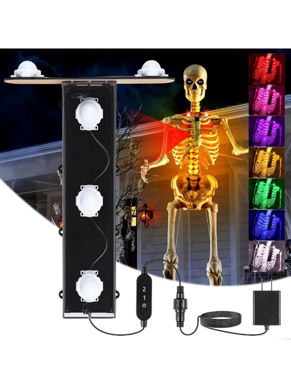 Hiboom 12 Ft Skeleton Lighting Kit (Not Included Skeleton), 3 Modes and 7